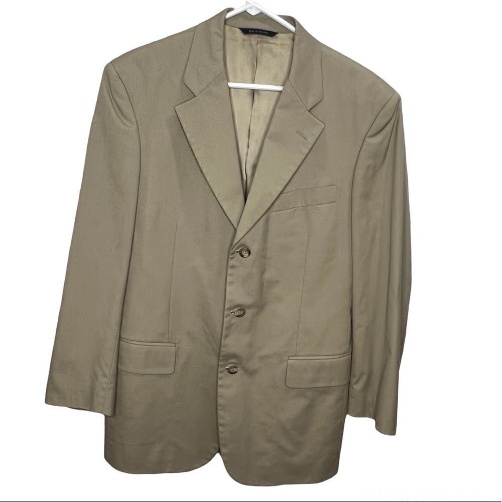 Brook Brothers Men Regent Fit Blazer Beige Jacket Sz 39R, 33W Padded Shoulders